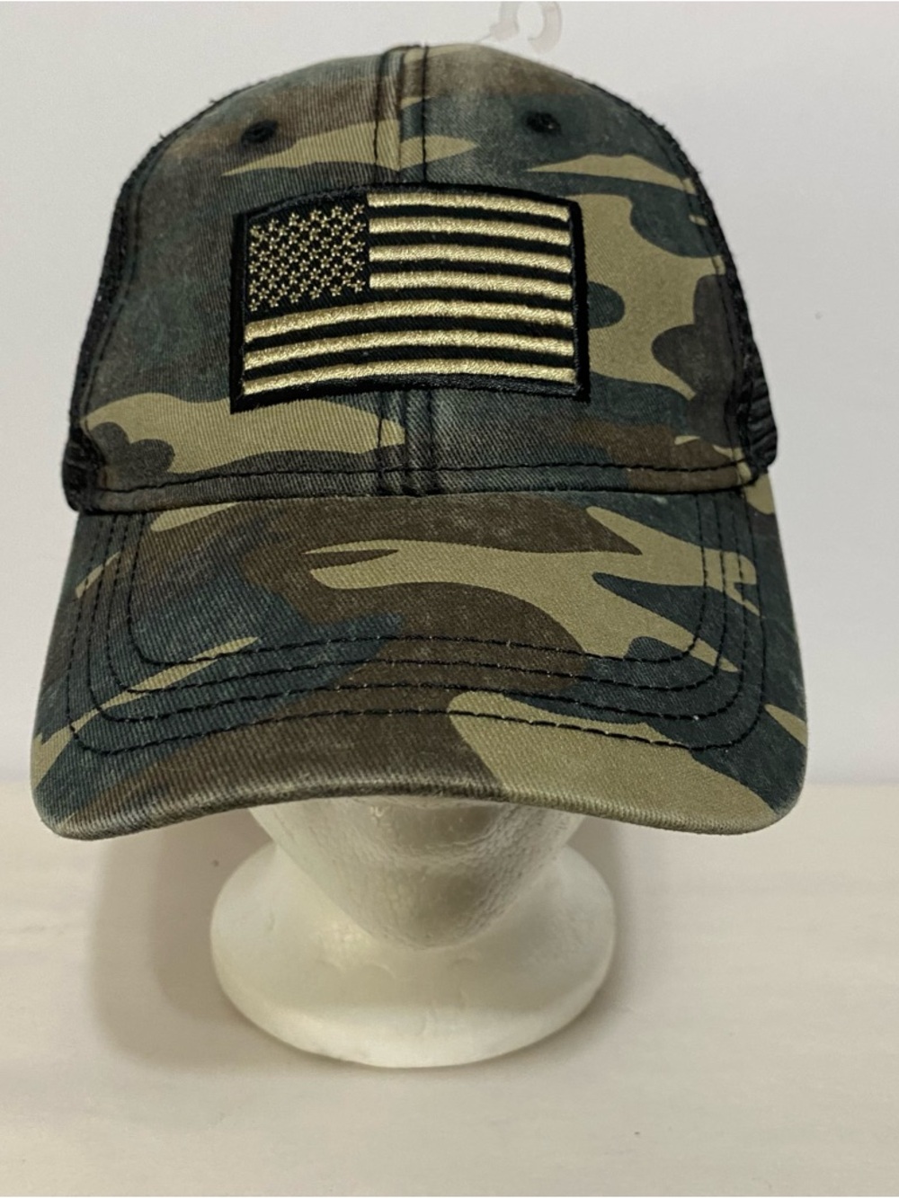 H3 Headwear Camo Mesh Truckers Hat USA Flag Patch Adjustable Snapback Cap